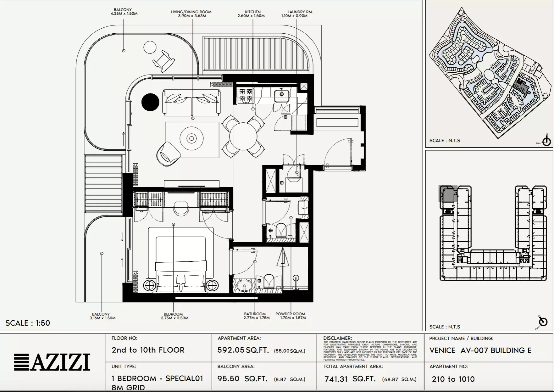 Azizi Venice 7 Type 210-Building E, 1 bed