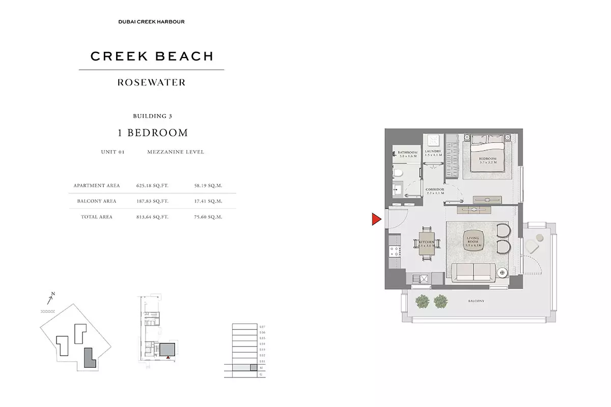 Creek Beach Rosewater B3-Type C, 1 bed