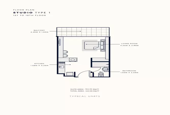 Azizi Park Avenue — Studio floor plan