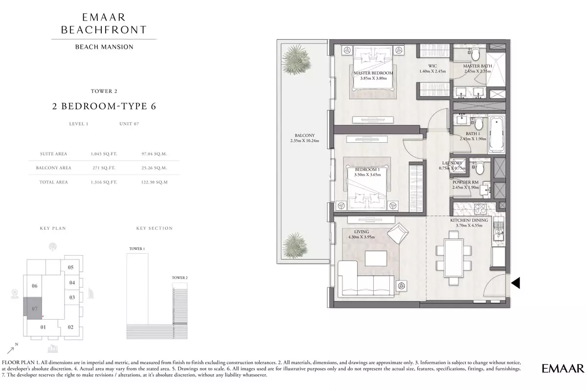 Beach Mansion Tower 2 Type 6, Level 1, unit 07, 2 beds