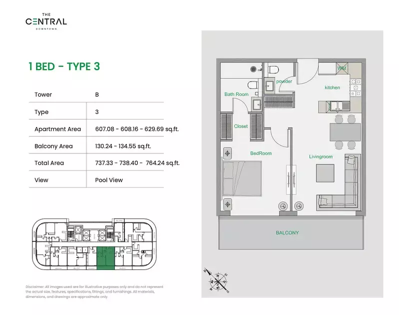 The Central Downtown - Tower B - Type 3 Floor Plan
