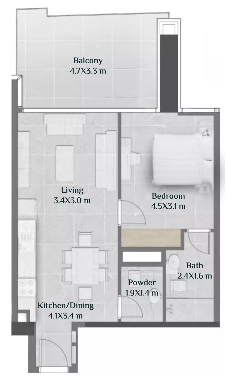 Skyhills Residences By HRE Development Tower 2 - Type C, 1 bed