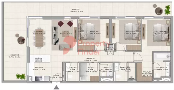 Club Drive Type 3 Building B, 3 beds
