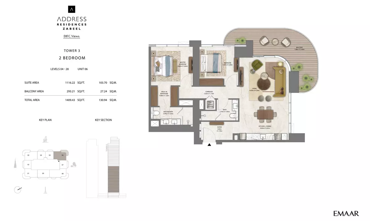 Address Residences Zabeel Type T3-55-5503, 2 beds