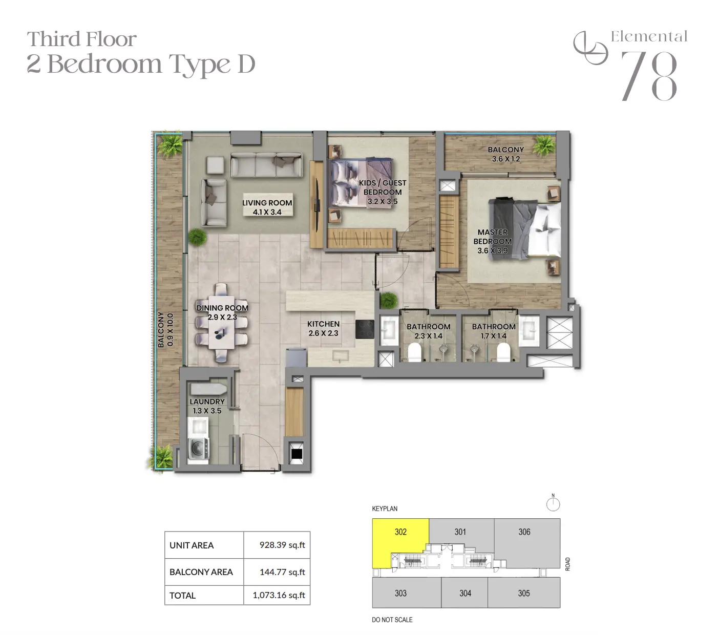 Elemental 78 — 2BR floor plan