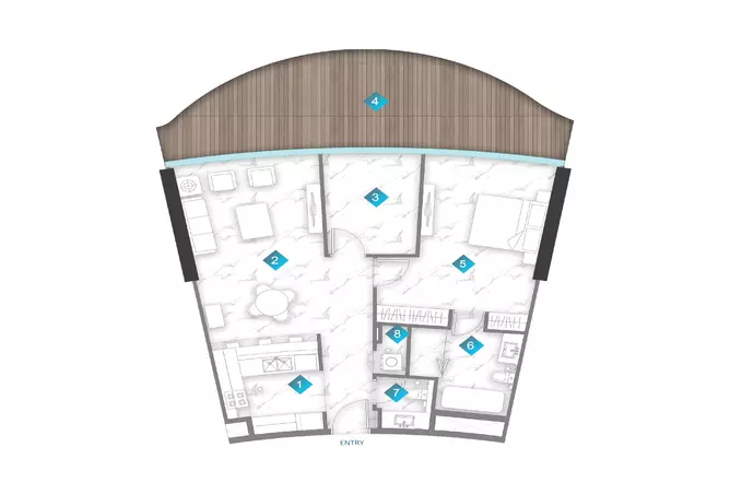 Dusit Rijas Residence — 1BR floor plan