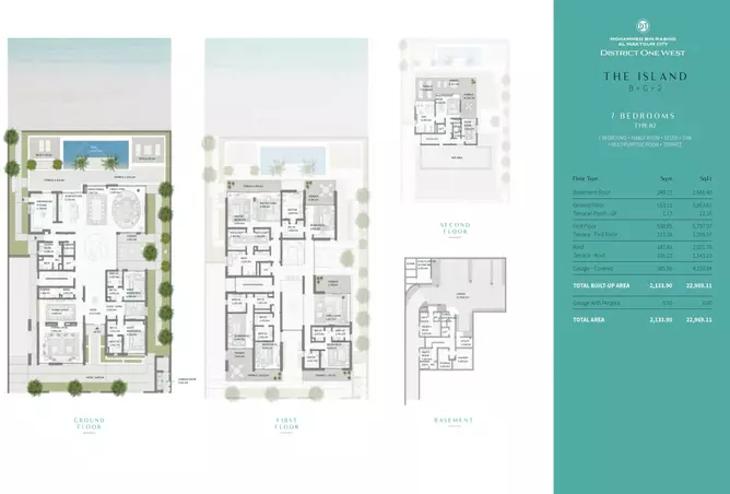 District One West By Nakheel — 7BR floor plan