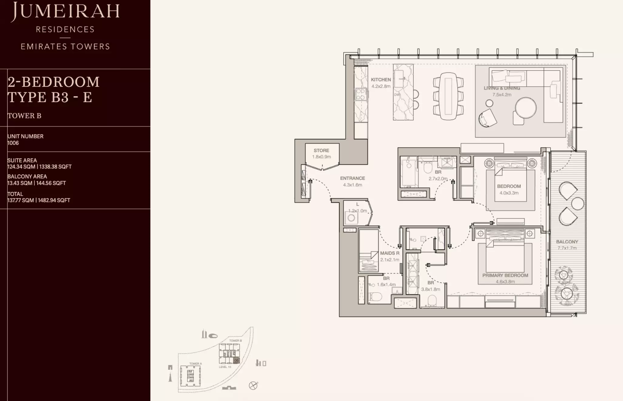 Jumeirah Residences Emirates Towers Type B3-E-Tower B, 2 beds