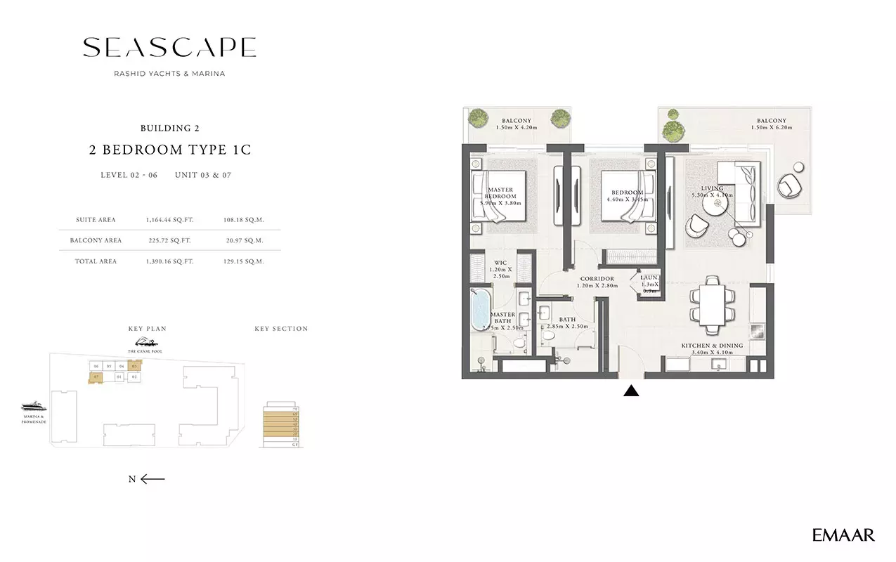 Seascape B2-Type 1C, Level 02-06, Unit 03 & 07, 2 beds