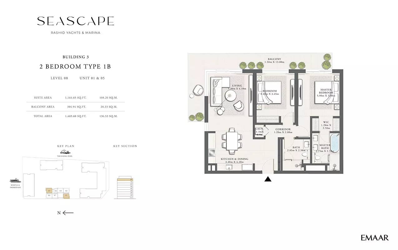 Seascape B3-Type 1B, Level 08, Unit 01 & 05, 2 beds