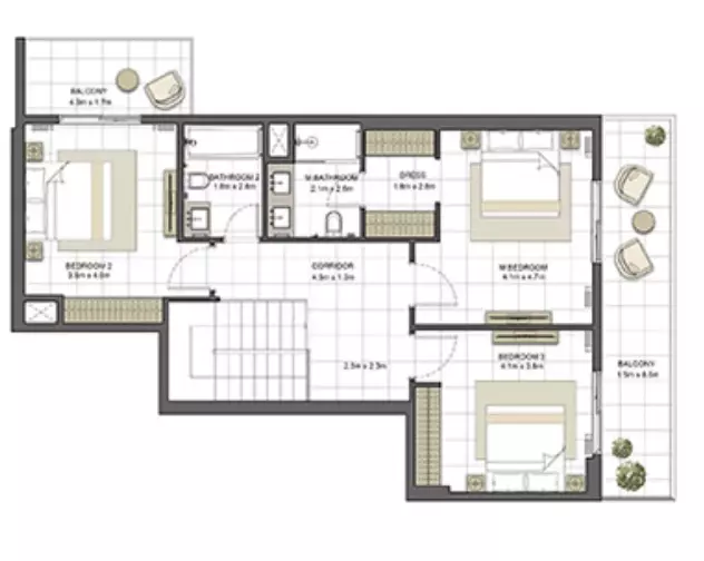Crystal Residences Tower 2 - Type 4D-B1, 4 beds