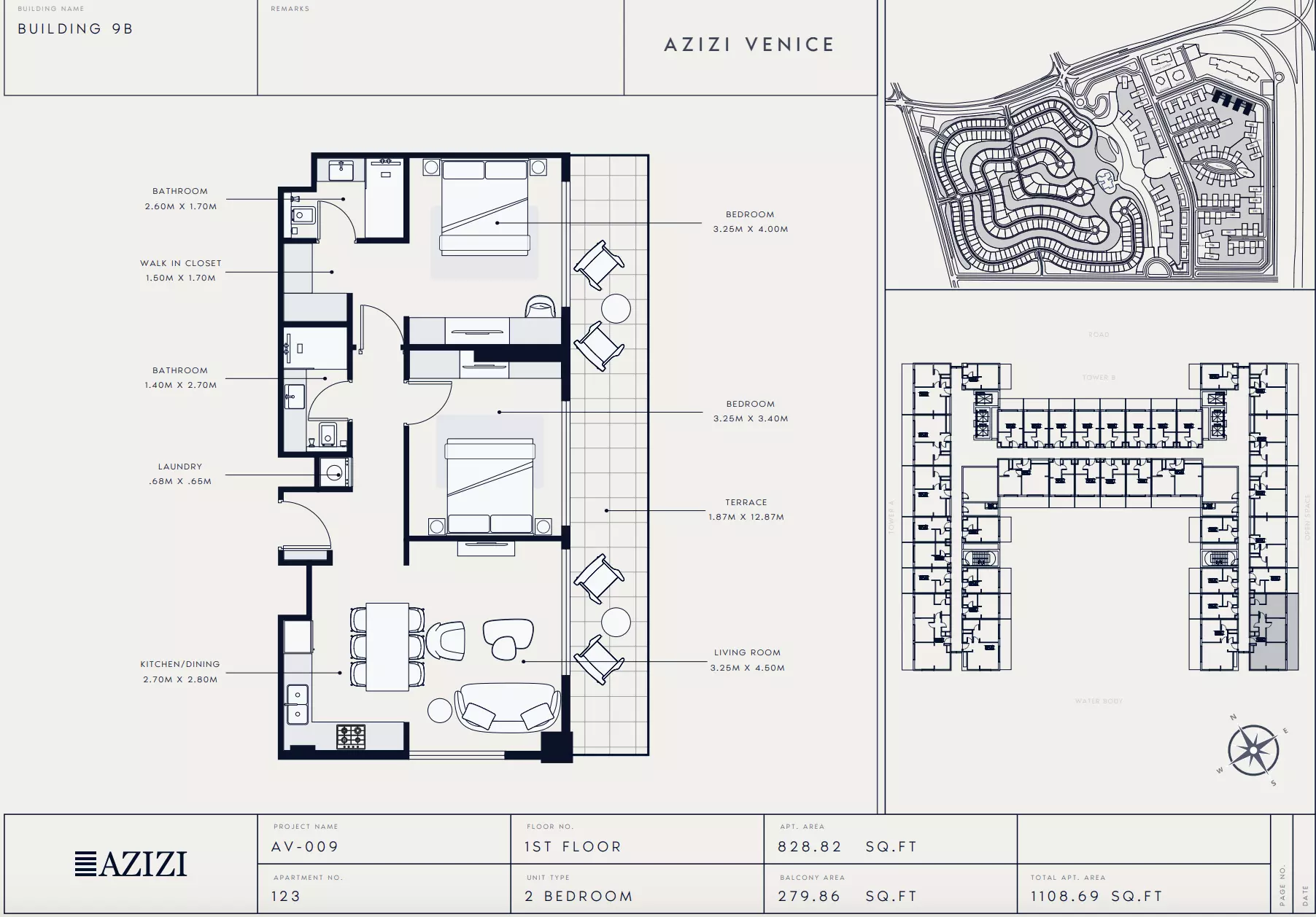 Azizi Venice 9 Type 123-Building B, 2 beds
