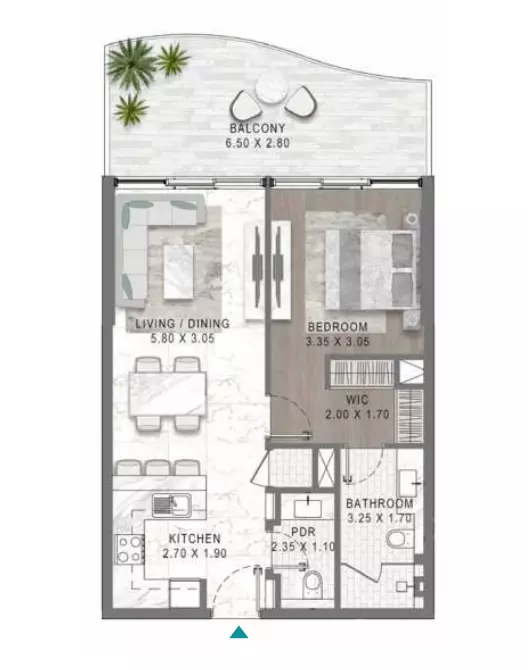 Lagoons Views Phase 2 By Damac Tower 11C, 11D, 12C & 12D Type 11, 1 bed