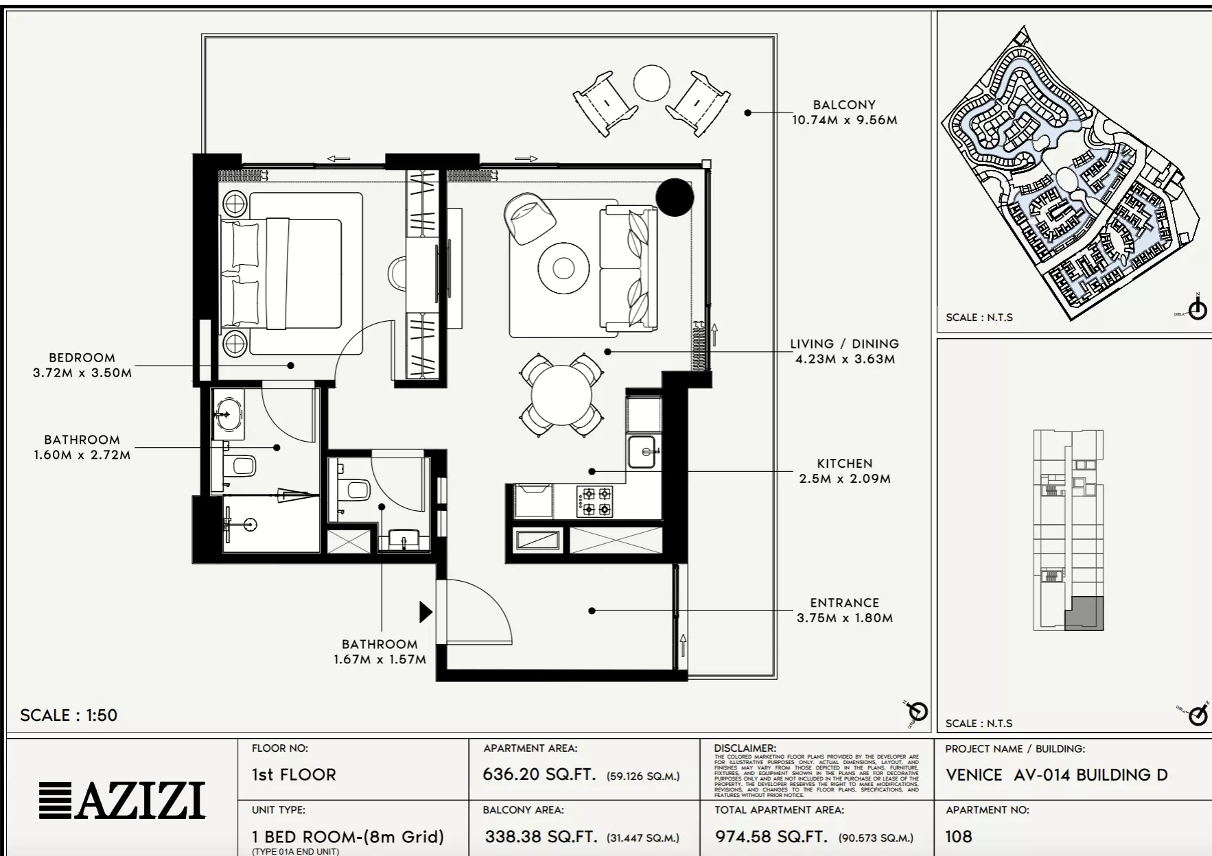 Azizi Venice 14 Type 108-Building D, 1 bed