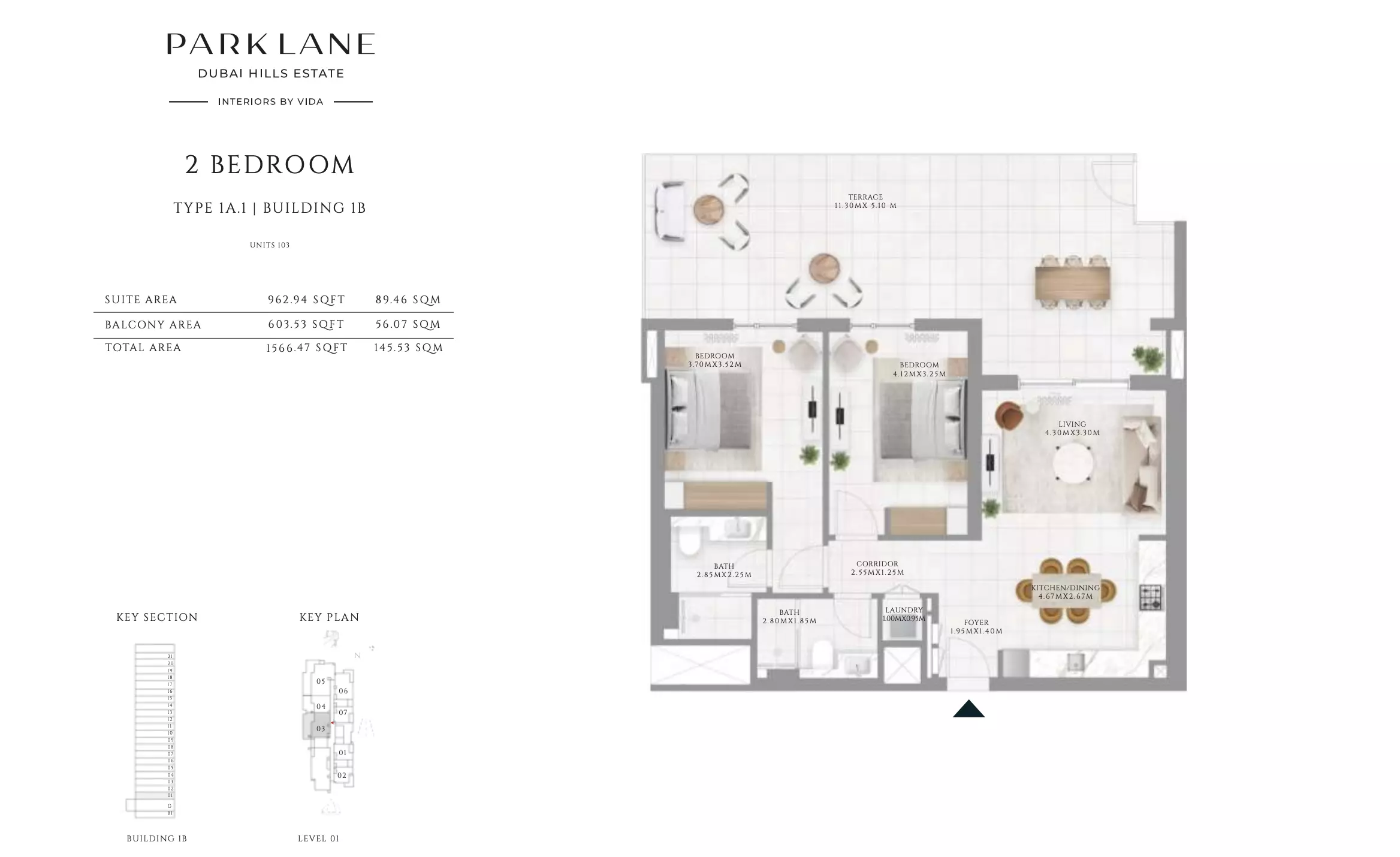Park Lane Residences by Emaar Type 1 - Building 1B, 2 beds