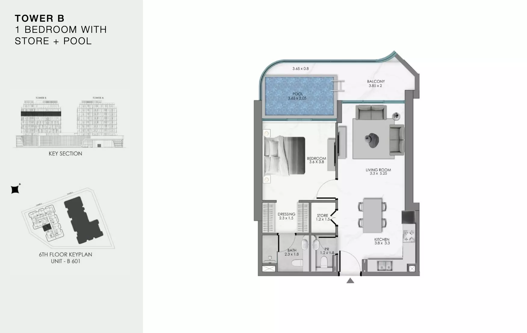 Ocean Bay by Samana Type 6-Tower B, 1 bed
