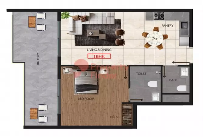 Marquis Elegance — 1BR floor plan