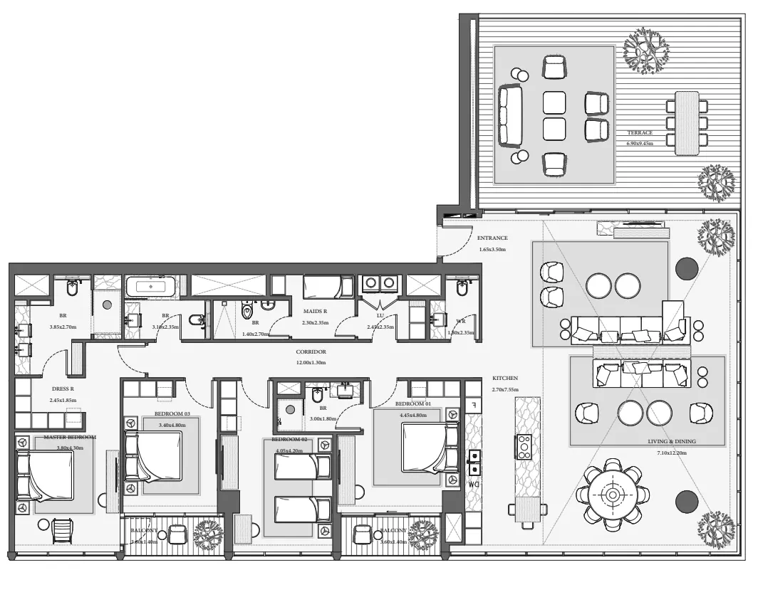 Verve City Walk Tower B-Type 2, 4 beds