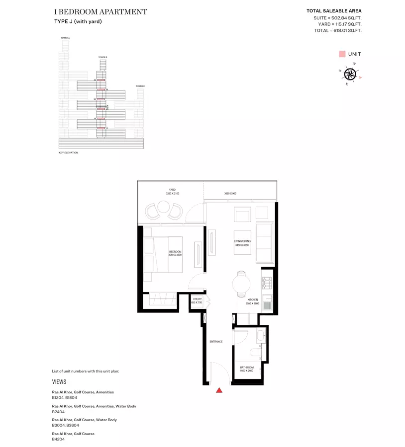 Sobha One Type j-Tower B, 1 bed