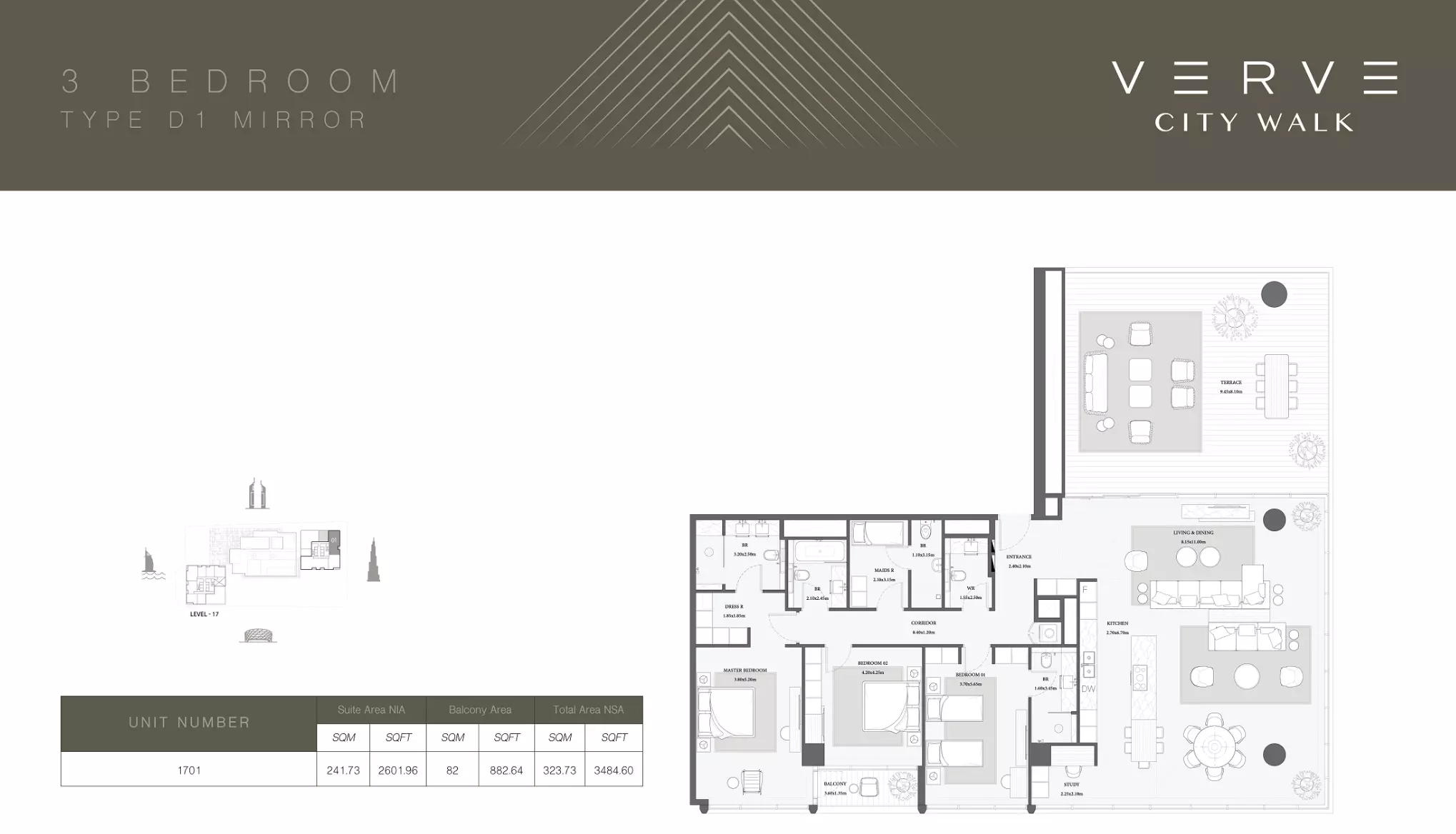 Verve City Walk Tower B-Type D1 Mirror, 3 beds