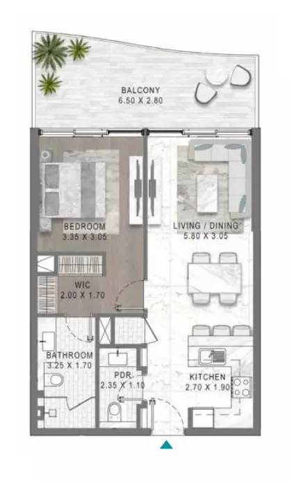 Lagoons Views Phase 2 By Damac Tower 11C, 11D, 12C & 12D Type 10, 1 bed