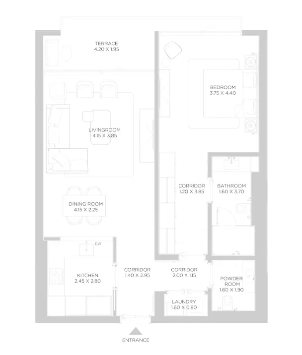 Rixos Phase 2 By Nakheel — 1BR floor plan