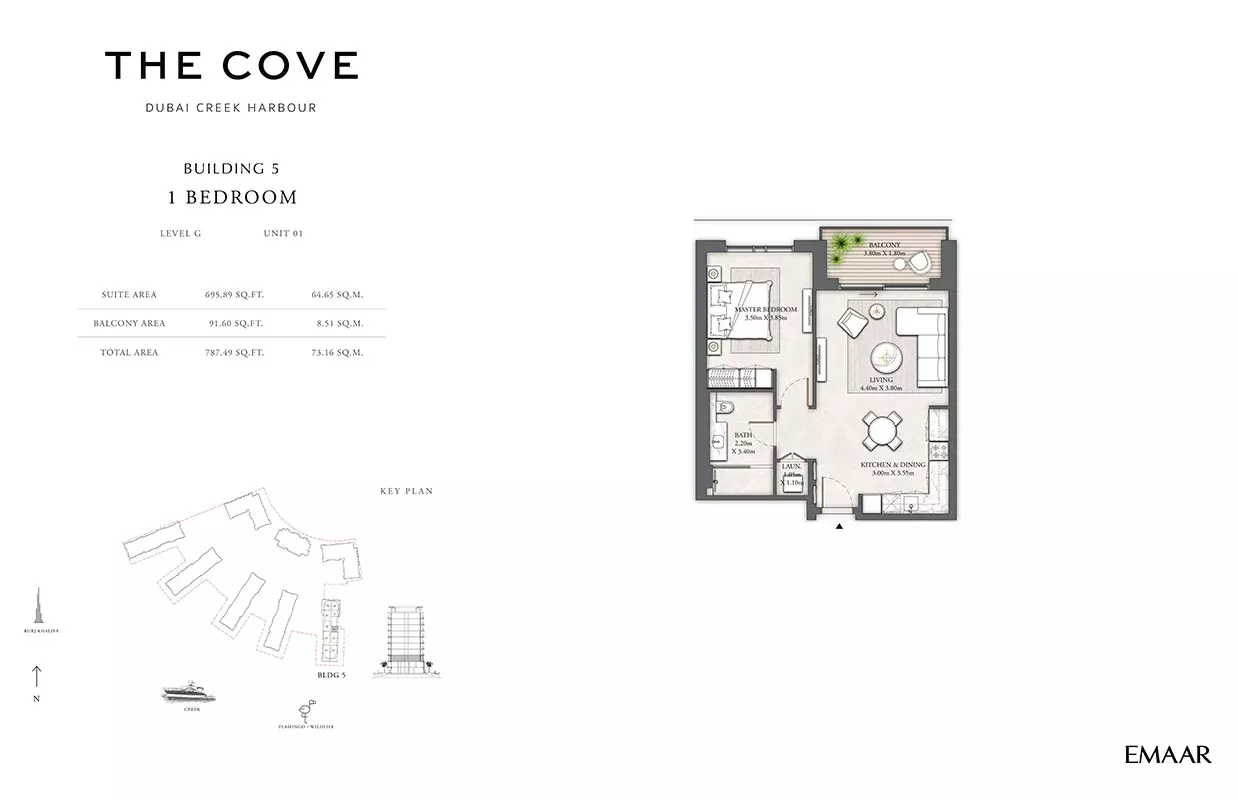 The Cove Phase 2 By Emaar Building 5 - Level G, Unit 01, 1 bed