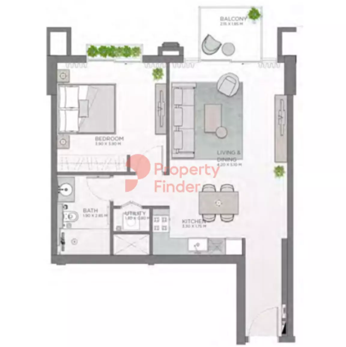 Celadon City Walk By Meraas — 1BR floor plan