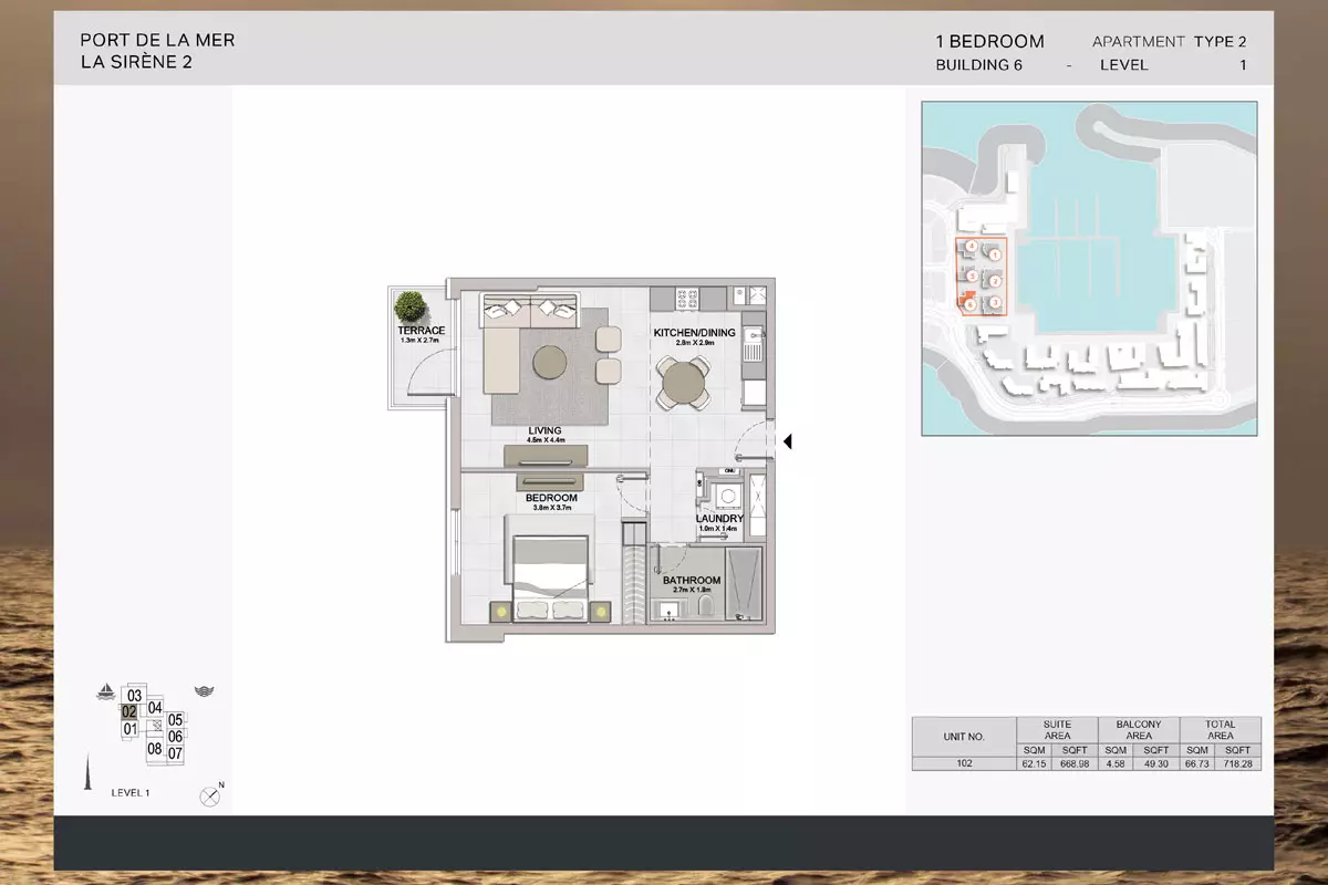 La Sirene Phase 2 By Meraas Type 2-Building 6, 1 bed