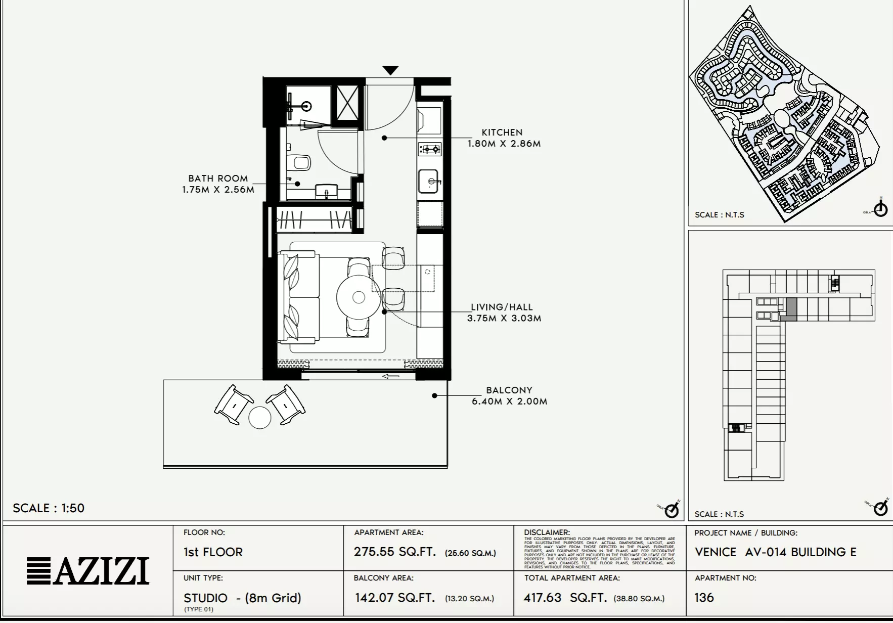 Azizi Venice 14 Type 136-Building E, studio