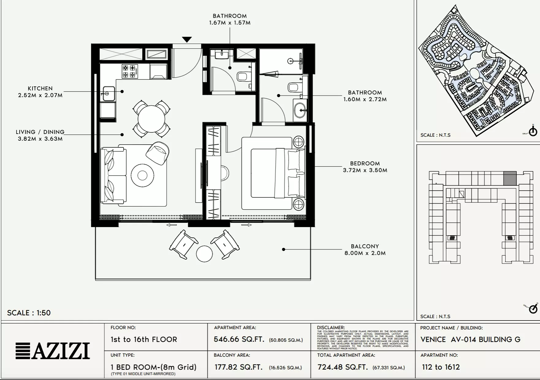 Azizi Venice 14 Type 112-Building G, 1 bed