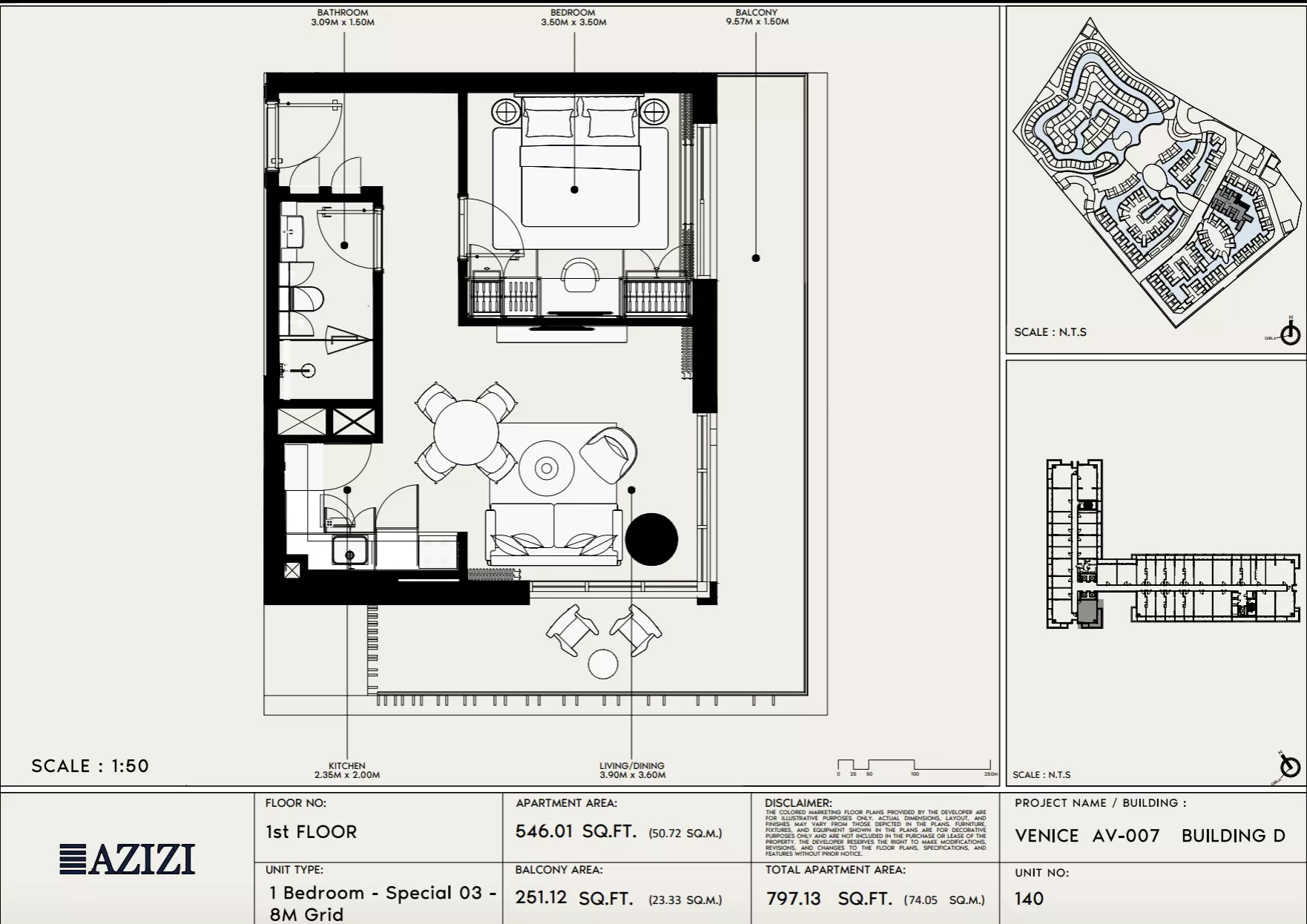 Azizi Venice 7 Type 140-Building D, 1 bed