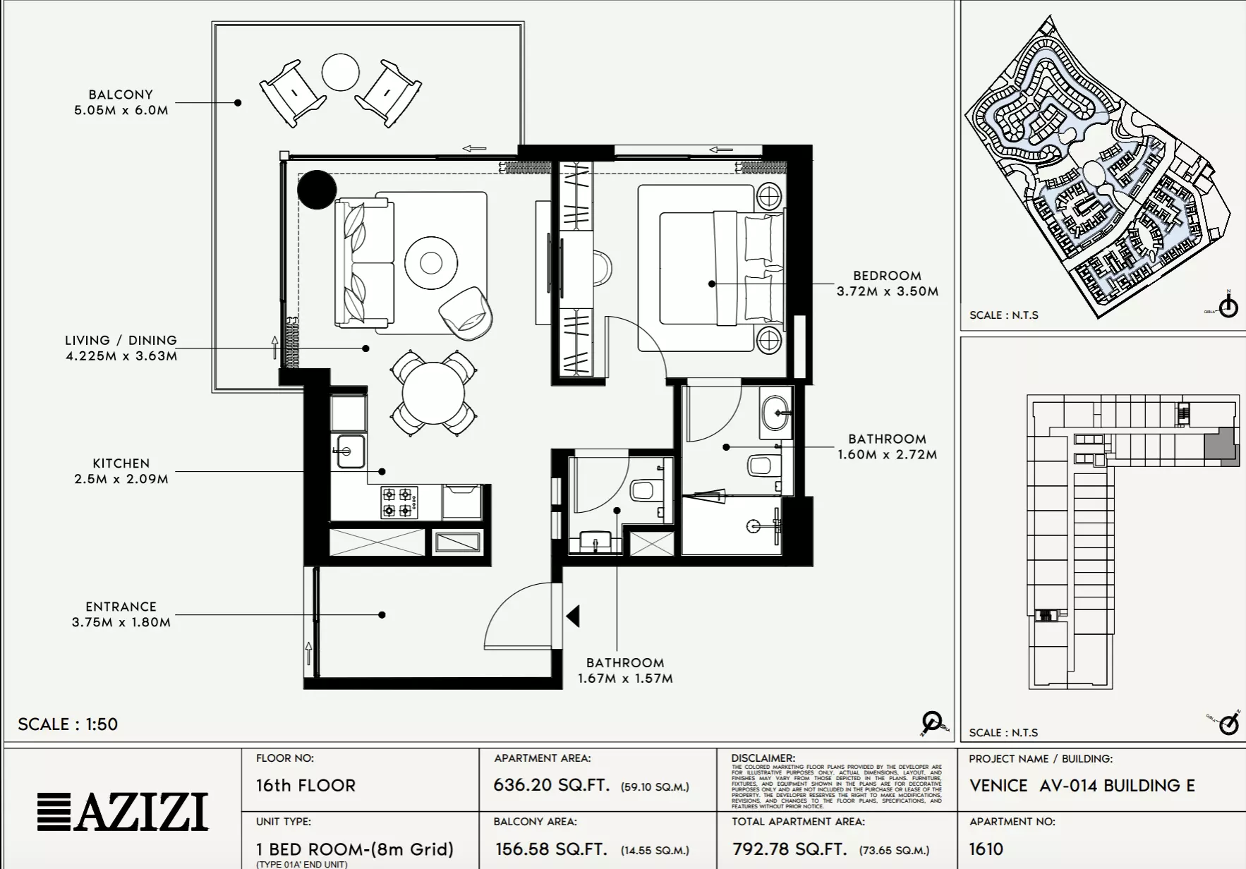 Azizi Venice 14 Type 1610-Building E, 1 bed