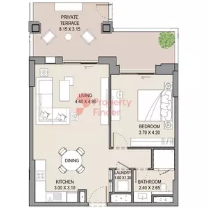 Asayel — 1BR floor plan