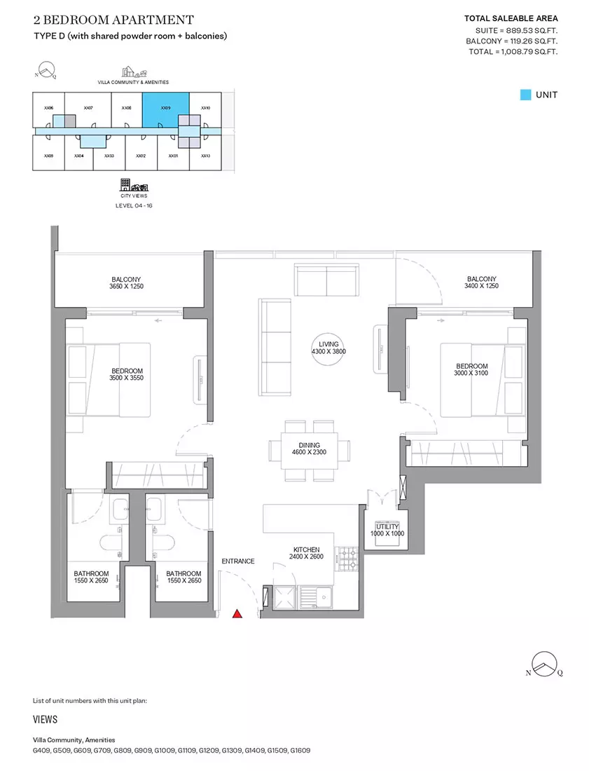 Sobha Orbis Type D-Tower G, 2 beds
