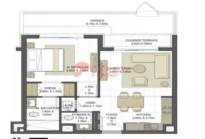 Aysha Residences By Eagle Hills — 1BR floor plan