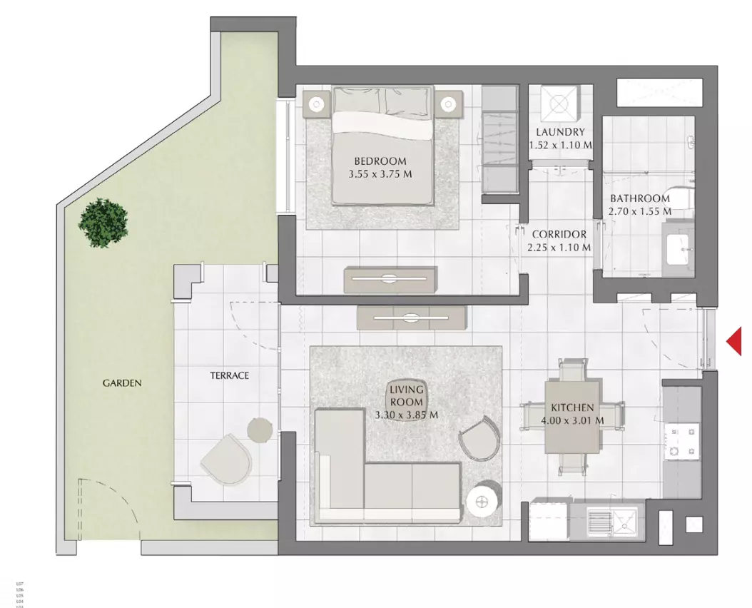 Summer B2-Type F, 1 bed