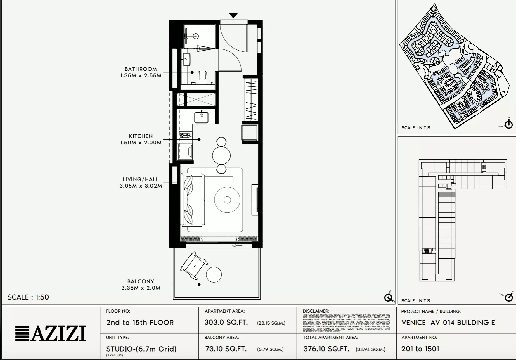 Azizi Venice 14 Type 201-Building E, studio