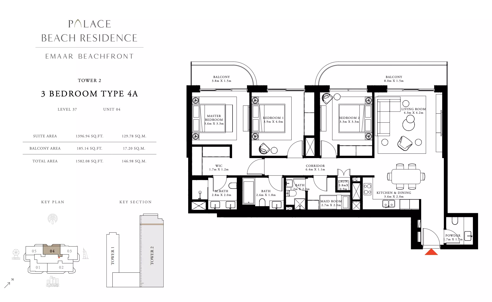 Palace Beach Residence Type 4A, 3 beds