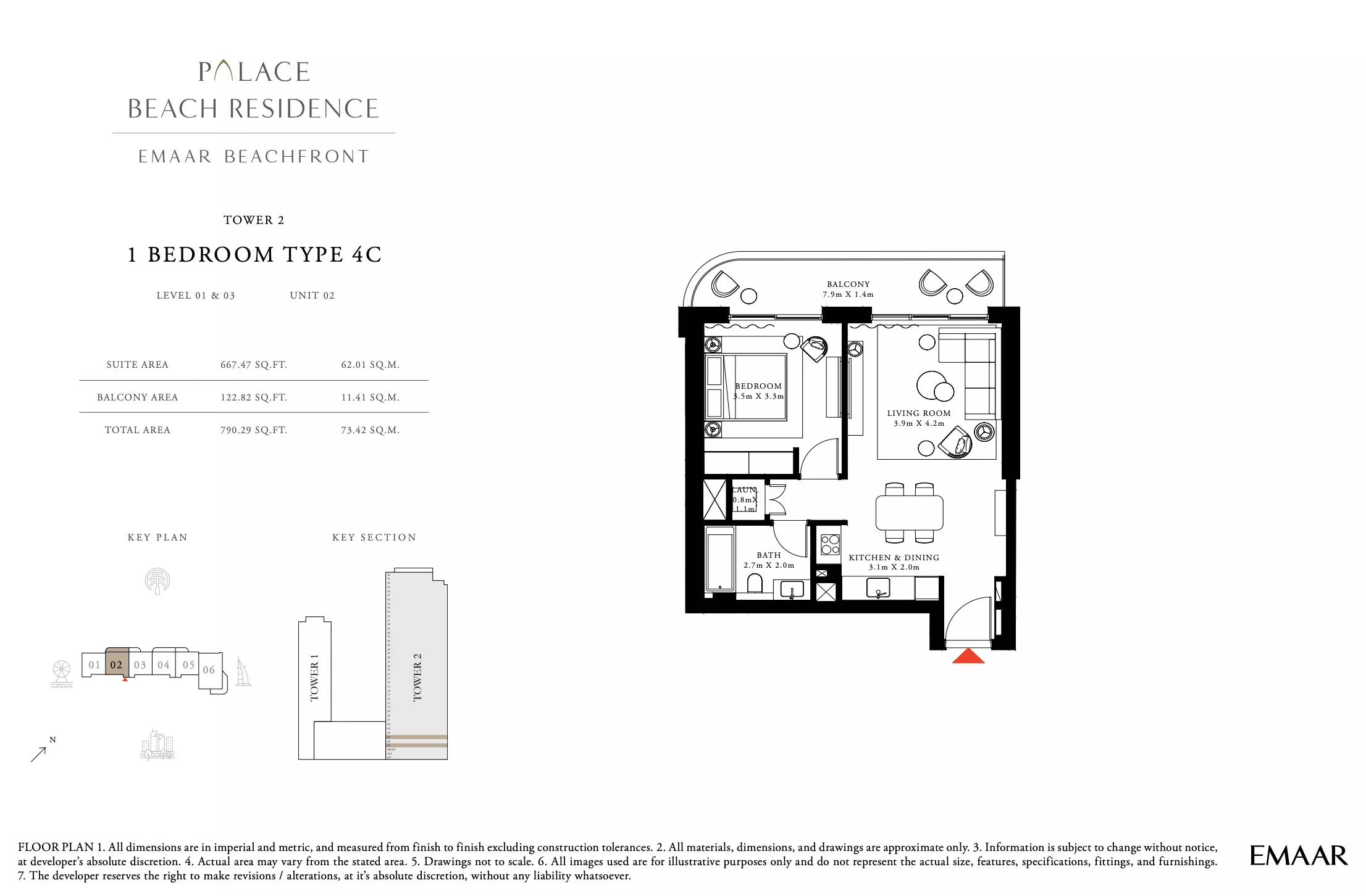 Palace Beach Residence Type 4C, 1 bed
