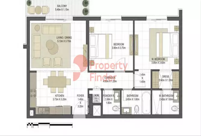 Aysha Residences By Eagle Hills — 2BR floor plan