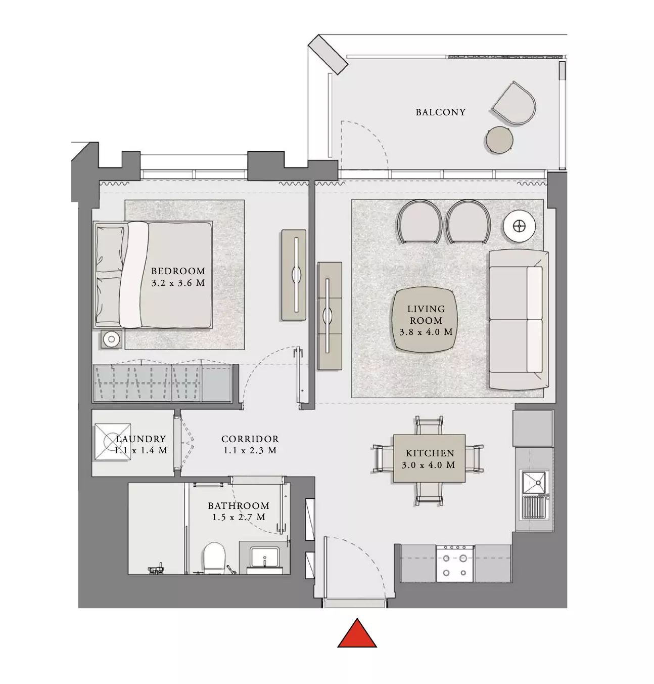 Creek Beach - Lotus — 1BR floor plan