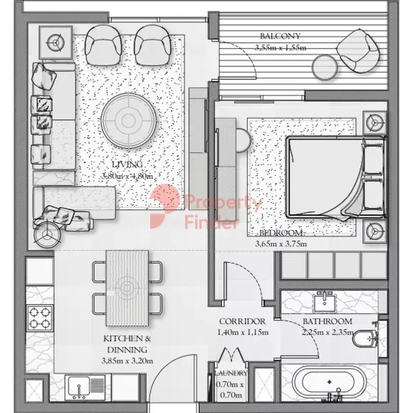 Sirdhana — 1BR floor plan