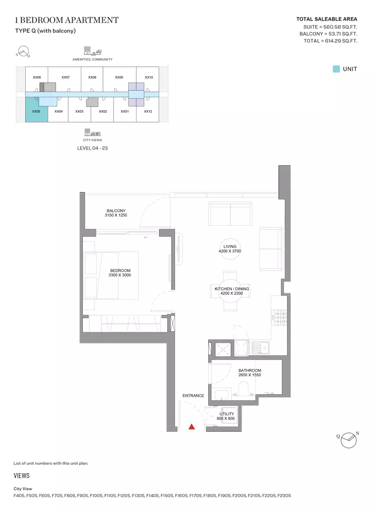 Sobha Orbis Type Q-Tower F, 1 bed