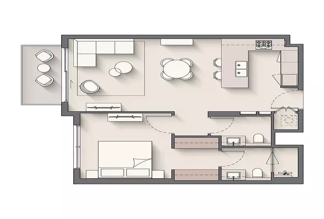 Windsor House Ii — 1BR floor plan