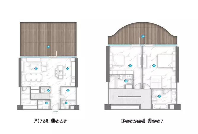 Dusit Rijas Residence — 2BR floor plan