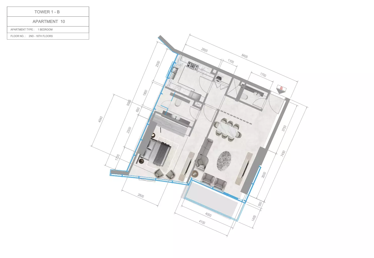Orchid Towers Phase 1 - Type 3-Tower B Floor Plan