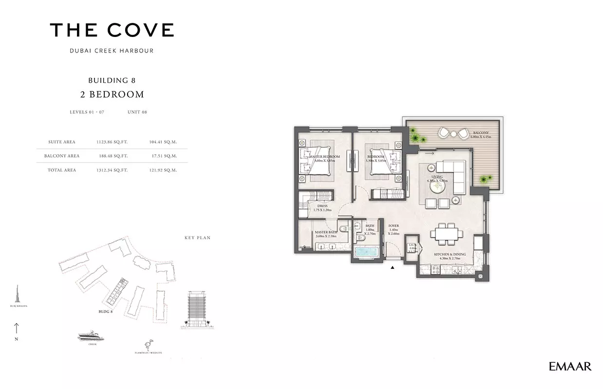 The Cove Phase 2 By Emaar Building 8 - Levels 01-07, Unit 08, 2 beds