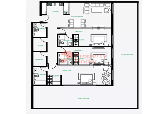 The Community Motor City — 3BR floor plan