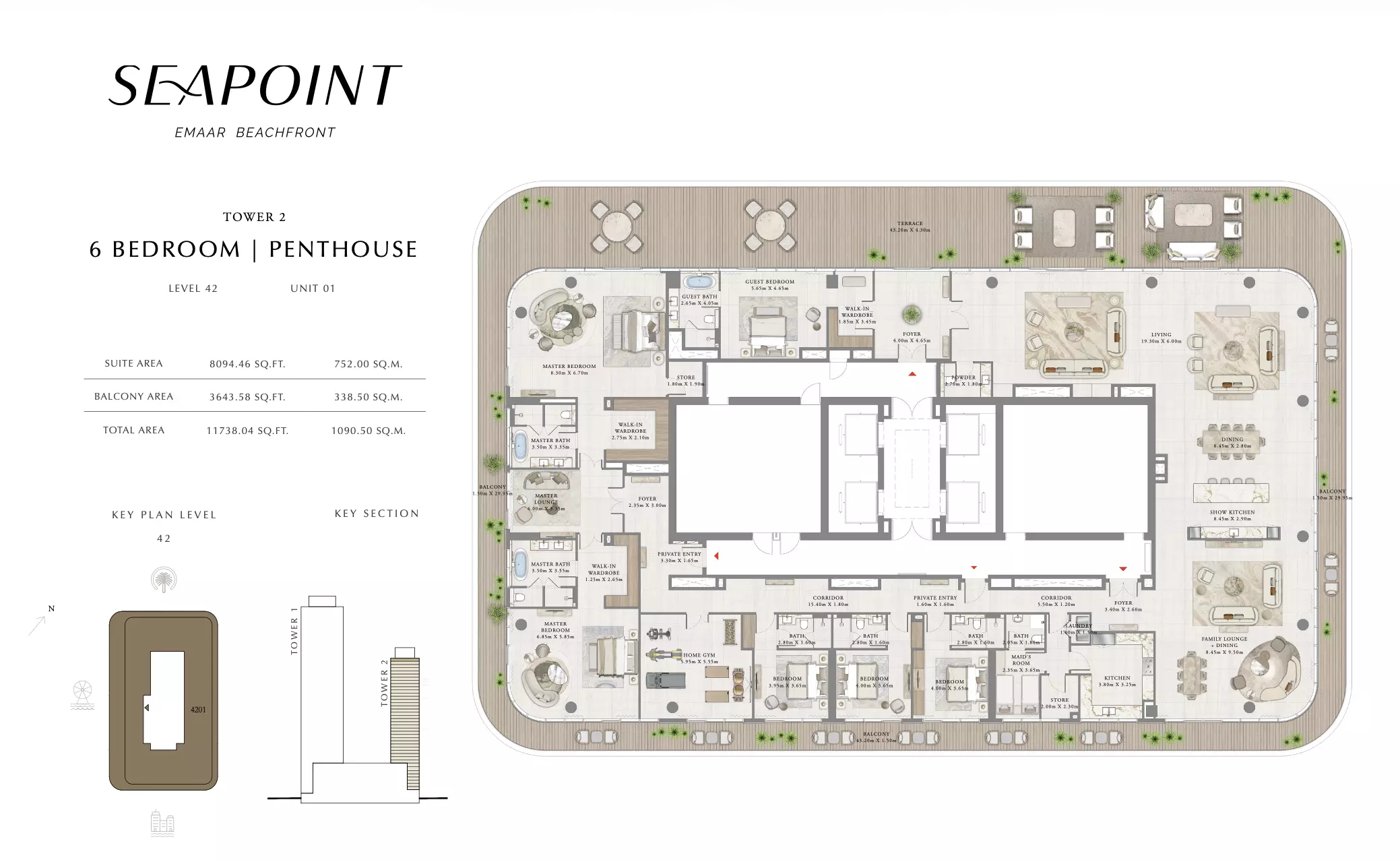 Seapoint T2 Level 42 Unit 1, 6 beds